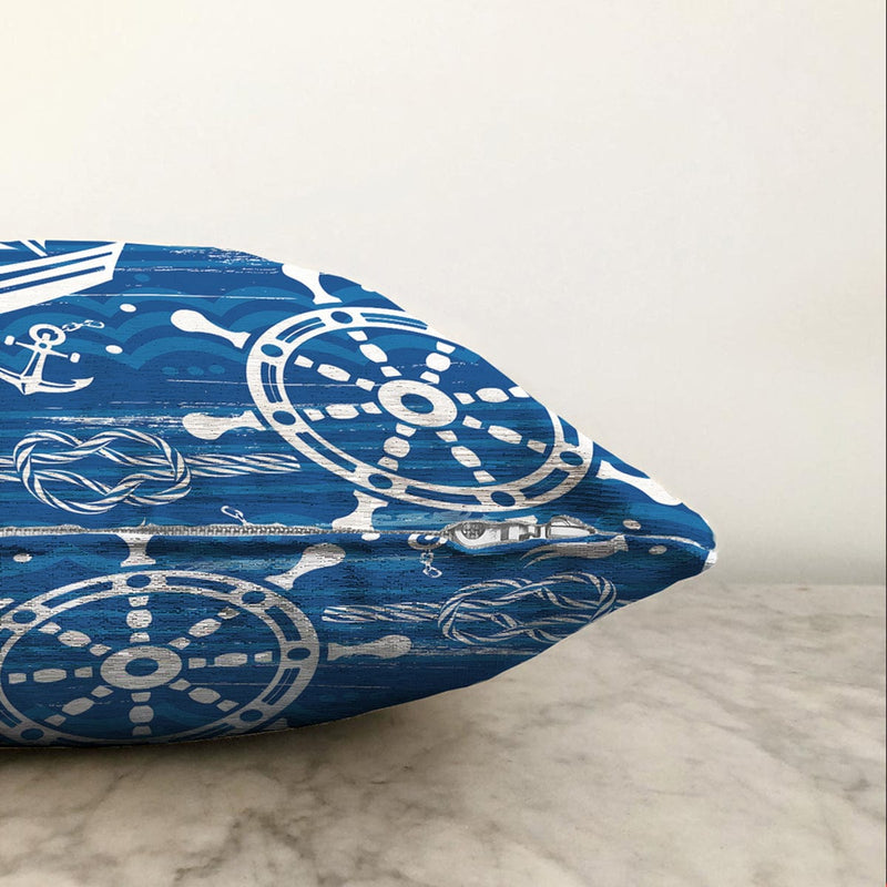 Mavi Beyaz Zeminli Deniz Yıldızı Desenli Dijital Baskılı Modern Raşel Kadife Yastık Kılıfı Bonvagon