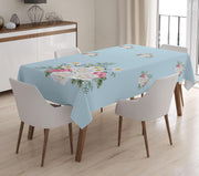 Mavi Çiçekli Dijital Baskılı Masa Örtüsü Bonvagon