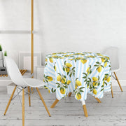 Mavi Çizgili Limon Desenli Dijital Baskılı Dekoratif Leke Tutmaz Masa Örtüsü Bonvagon