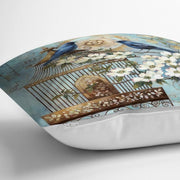 Mavi Kuş Desen Dijital Baskılı Dekoratif Yastık Kırlent Kılıfı 43x43cm Bonvagon