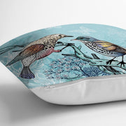 Mavi Kuş Desenli Dijital Baskılı Dekoratif Yastık Kırlent Kılıfı 43x43cm Bonvagon