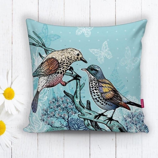 Mavi Kuş Desenli Dijital Baskılı Dekoratif Yastık Kırlent Kılıfı 43x43cm Bonvagon