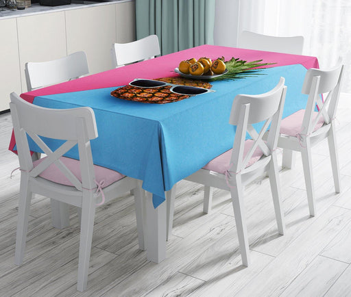 Mavi Pembe Ananas Desenli Modern Leke Tutmaz Masa Örtüsü