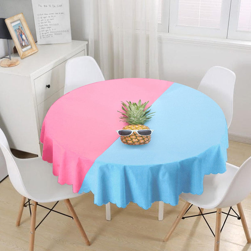 Mavi Pembe Ananas Desenli Modern Leke Tutmaz Masa Örtüsü