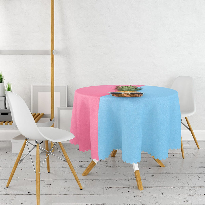 Mavi Pembe Ananas Desenli Modern Leke Tutmaz Masa Örtüsü