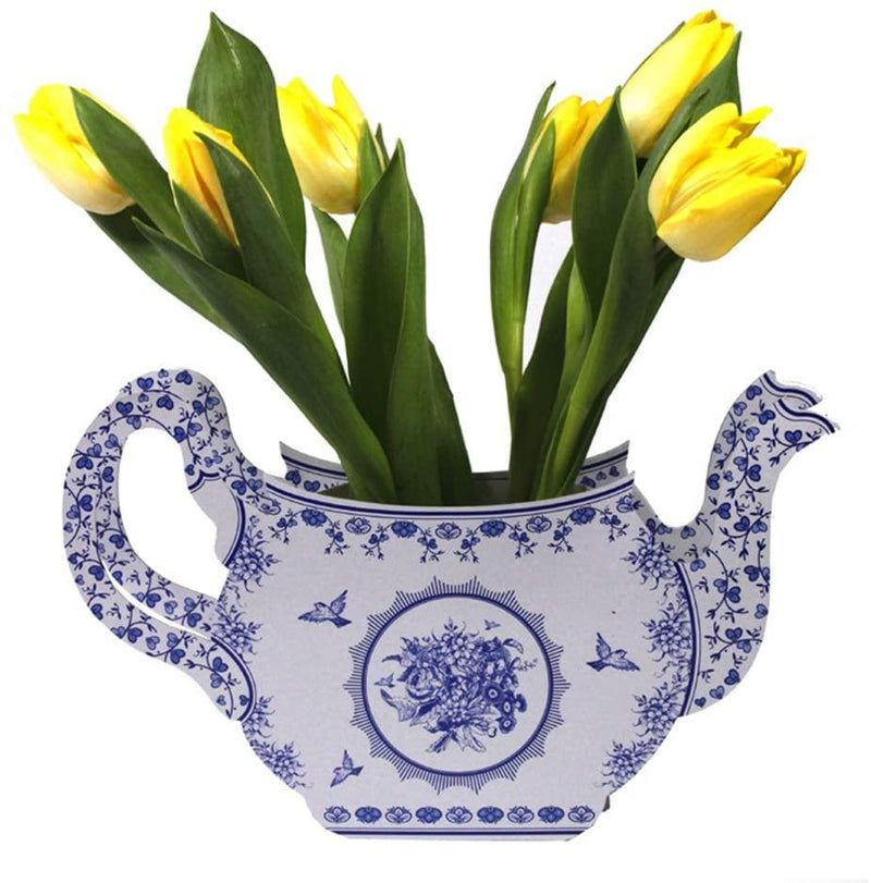 Mavi Porselen Desenli Karton Vazo Bonvagon