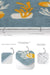Mavi Zeminli Yosun Tasarımlı 2li Banyo Halısı Takımı Kaymaz Taban Yıkanabilir Bonvagon
