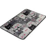 Meow Gri Dijital Baskılı 40x60cm Banyo Halısı, Kaymaz Taban, Yıkanabilir Bonvagon