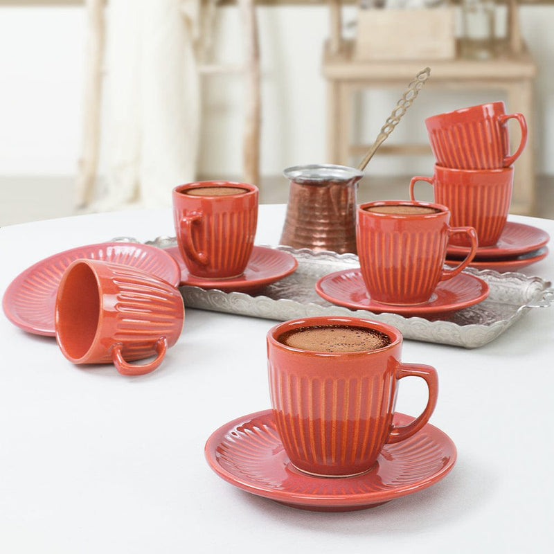 Mercan Line Kahve Fincan Takımı 12 Parça 6 Kişilik Bonvagon