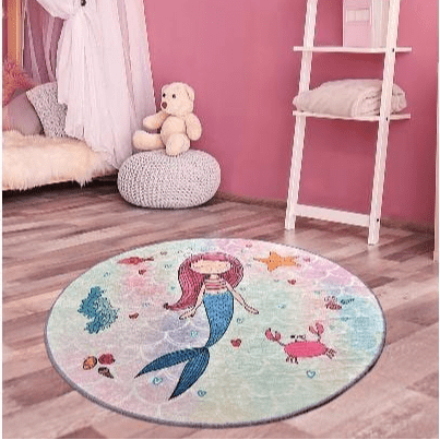 Mermaid Yıkanabilir Antibakteriyel Çocuk Halısı, Kaymaz Taban, Yıkanabilir Bonvagon
