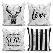 Mermer Zemin Tasarımlı Dijital Baskılı Modern Yastık 4lü Kırlent Kılıfı Seti Bonvagon