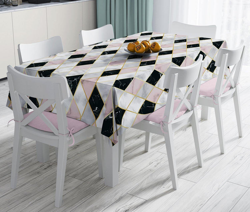 Mermer Zeminli Baklava Desenli Özel Tasarım Leke Tutmaz Masa Örtüsü Bonvagon