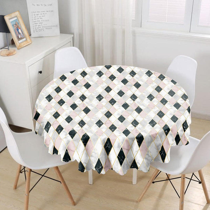 Mermer Zeminli Baklava Desenli Özel Tasarım Leke Tutmaz Masa Örtüsü Bonvagon