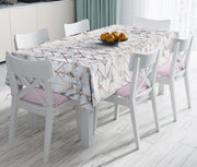 Mermer Zeminli Geometrik Desenli Modern Leke Tutmaz Masa Örtüsü Bonvagon