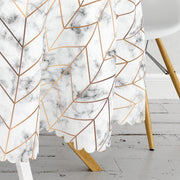 Mermer Zeminli Geometrik Desenli Modern Leke Tutmaz Masa Örtüsü Bonvagon