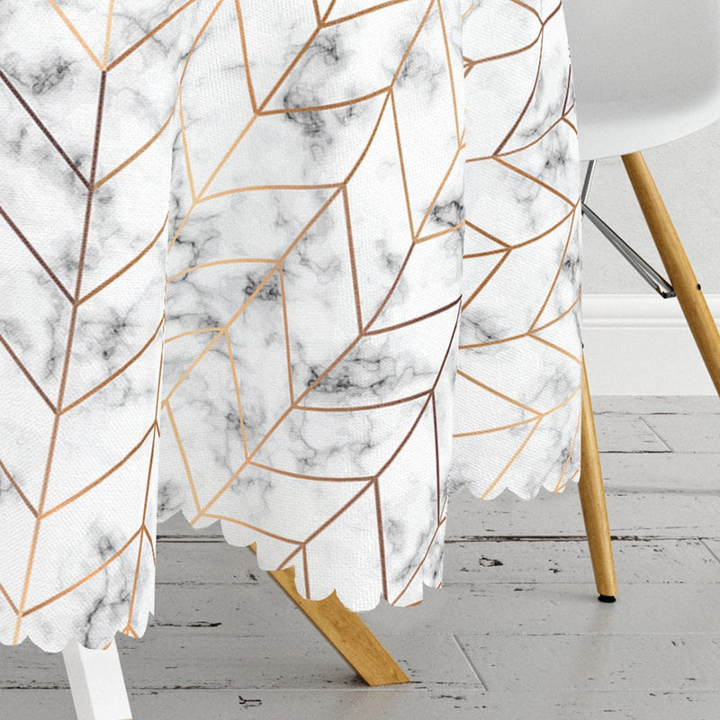 Mermer Zeminli Geometrik Desenli Modern Leke Tutmaz Masa Örtüsü Bonvagon