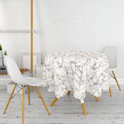 Mermer Zeminli Geometrik Desenli Modern Leke Tutmaz Yuvarlak Masa Örtüsü Bonvagon