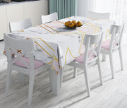 Mermer Zeminli Geometrik Detaylı Modern Leke Tutmaz Masa Örtüsü Bonvagon