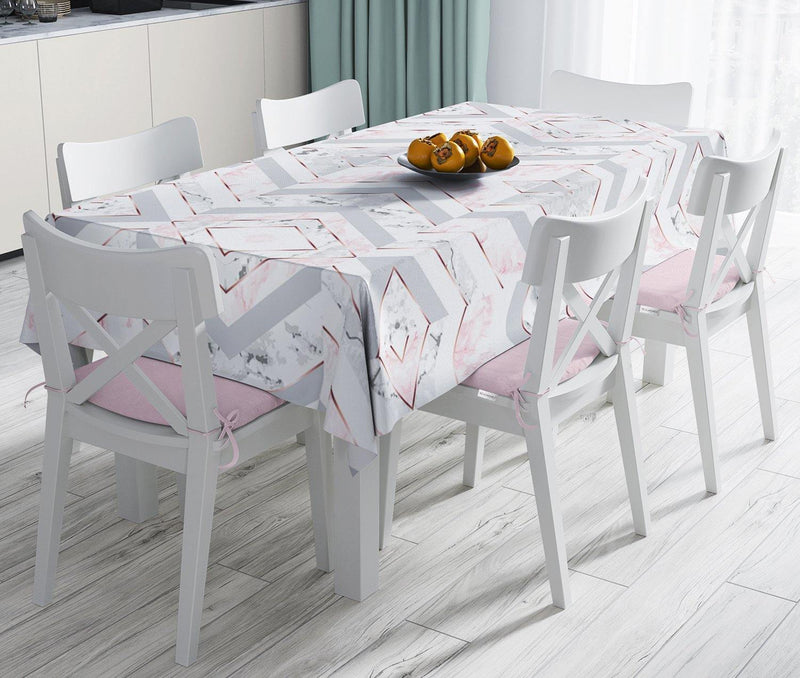 Mermer Zeminli Geometrik Tasarımlı Leke Tutmaz Masa Örtüsü Bonvagon