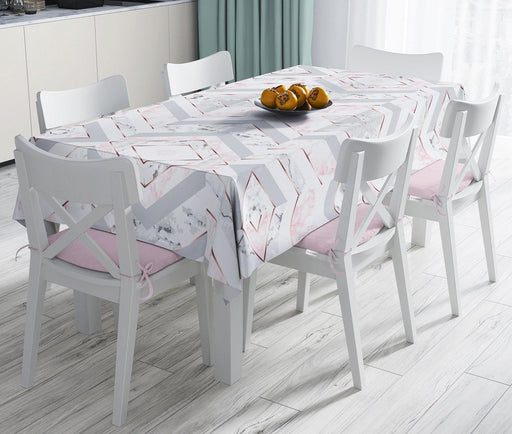 Mermer Zeminli Geometrik Tasarımlı Leke Tutmaz Masa Örtüsü Bonvagon