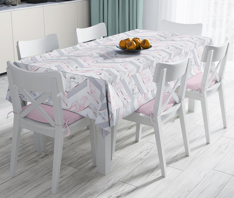 Mermer Zeminli Geometrik Tasarımlı Leke Tutmaz Masa Örtüsü Bonvagon