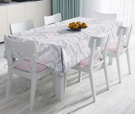 Mermer Zeminli Geometrik Tasarımlı Leke Tutmaz Masa Örtüsü Bonvagon