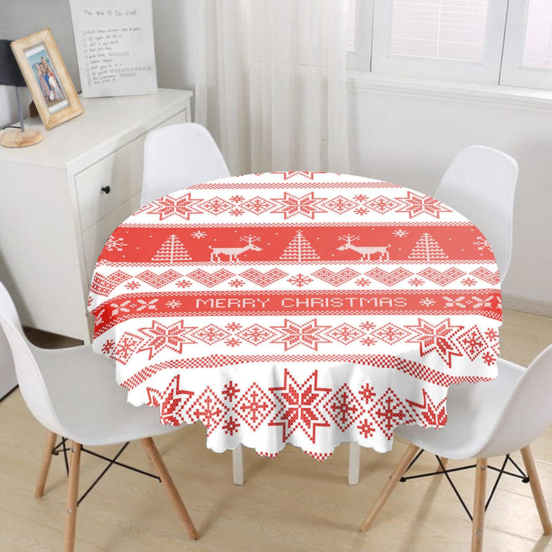 Merry Christmas Kanaviçe Görünümlü Geyikler Baskılı Leke Tutmaz Masa Örtüsü