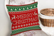 Merry Christmas Motifli Dijital Baskılı Yastık Kırlent Kılıfı 43x43cm Bonvagon