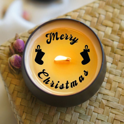 Merry Christmas Sürpriz Mesajlı El Yapımı Soya Mumu Bonvagon