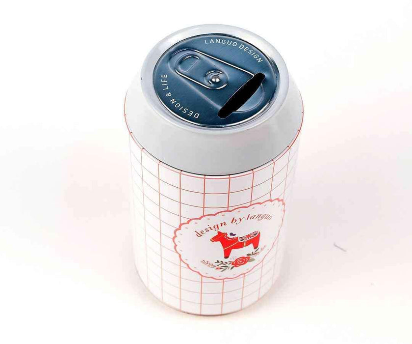 Metal Mini Kumbara Beyaz Kırmızı Kareli Bonvagon Kırtasiye