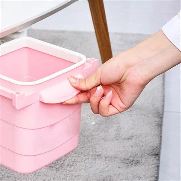 Mini Masa Çöp Kovası Plastik Tezgah Altı Geri Çekilebilir Yapışkanlı Görünmez Bölme Pratik Bonvagon