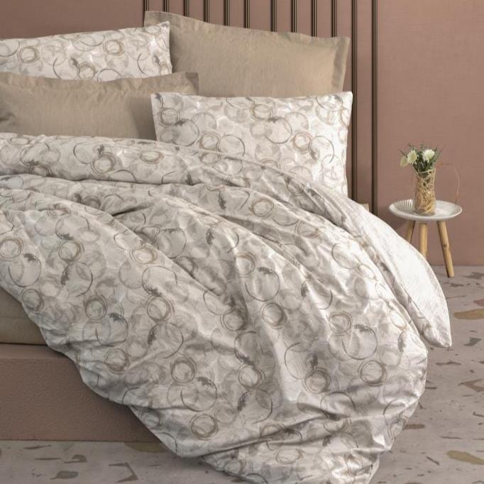 Minimal çift Kişilik Nevresim Takımı Moil Bej Lastikli Çarşaf Bonvagon