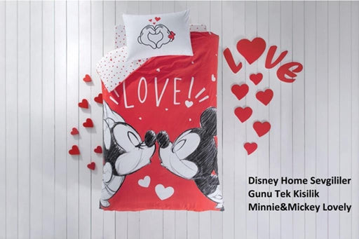 Minnie Mickey Lovely Tek Kişilik Nevresim Takımı 160x220 %100 Pamuk 57 Tel Bonvagon