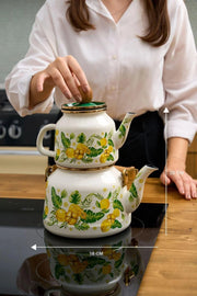 Miss Citrus Ahşap Saplı Emaye Çaydanlık Bonvagon