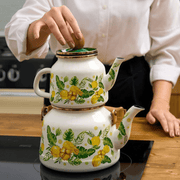 Miss Citrus Ahşap Saplı Emaye Çaydanlık Bonvagon