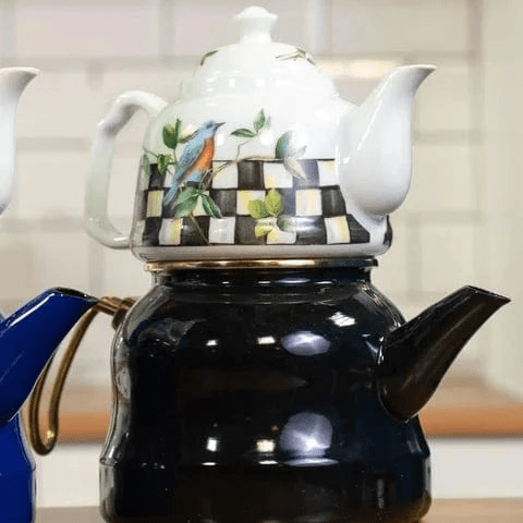 Miss Paradise Porselen Demlikli Emaye Royal Çaydanlık Bonvagon