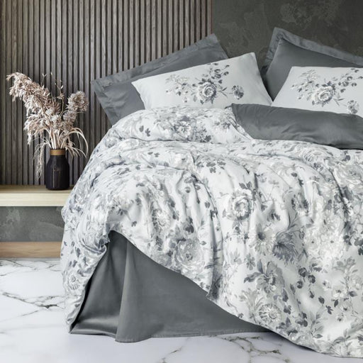 Moale Gri Saten Nevresim Takımı Çift Kişilik 83 Tel %100 Pamuk 4 Adet Yastık Kılıfı Bonvagon