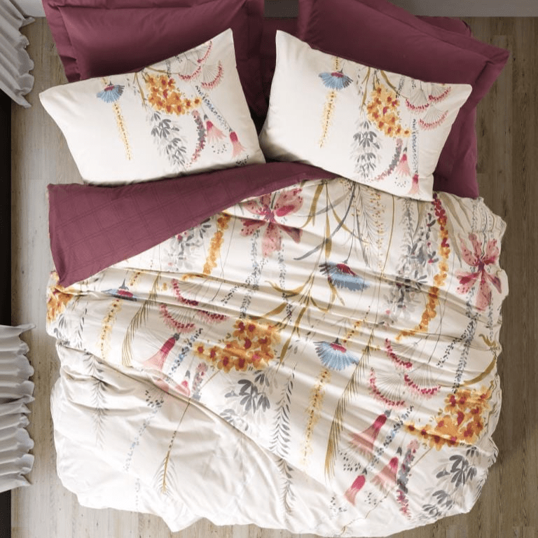 Modeline Çift Kişilik Nevresim Takımı Flos Bordo Bonvagon