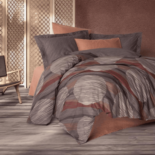 Modern Çift Kişilik Nevresim Takımı Fluss Tarçın 57 Tel %100 Pamuk Ranforce Bonvagon