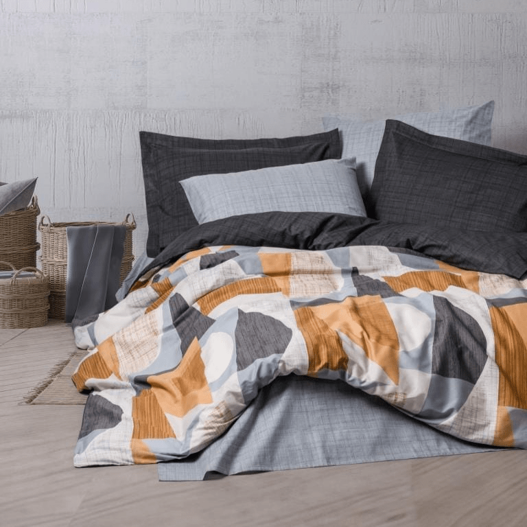 Modern Çift Kişilik Nevresim Takımı Giorno Gri 57 Tel %100 Pamuk Ranforce Bonvagon