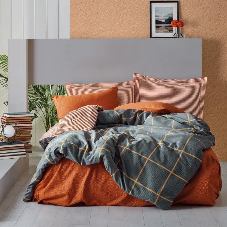Modern Çift Kişilik Nevresim Takımı Stark Tarçın 57 Tel %100 Pamuk Ranforce Bonvagon