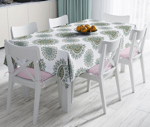 Modern Damask Desenli Dijital Baskılı Dekoratif Leke Tutmaz Masa Örtüsü