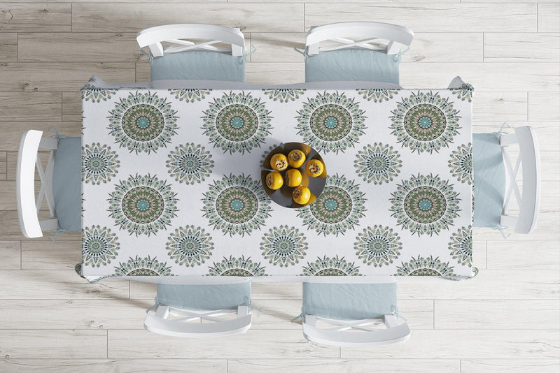 Modern Damask Desenli Dijital Baskılı Dekoratif Leke Tutmaz Masa Örtüsü