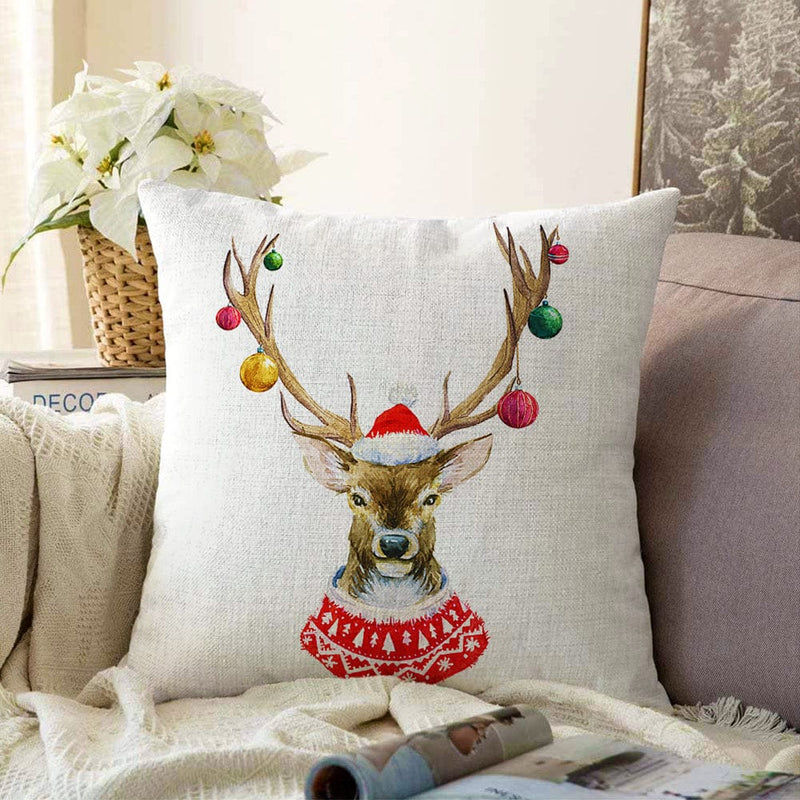 Modern Geyik Desen Dijital Baskılı Raşel Kadife Yastık Kırlent Kılıfı Bonvagon