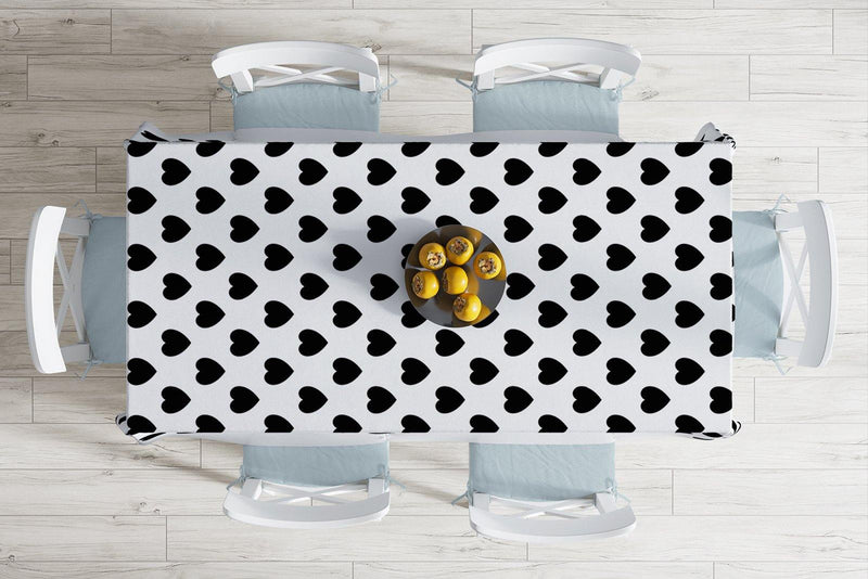 Modern Kalp Desenli Dijital Baskılı Leke Tutmaz Masa Örtüsü Bonvagon