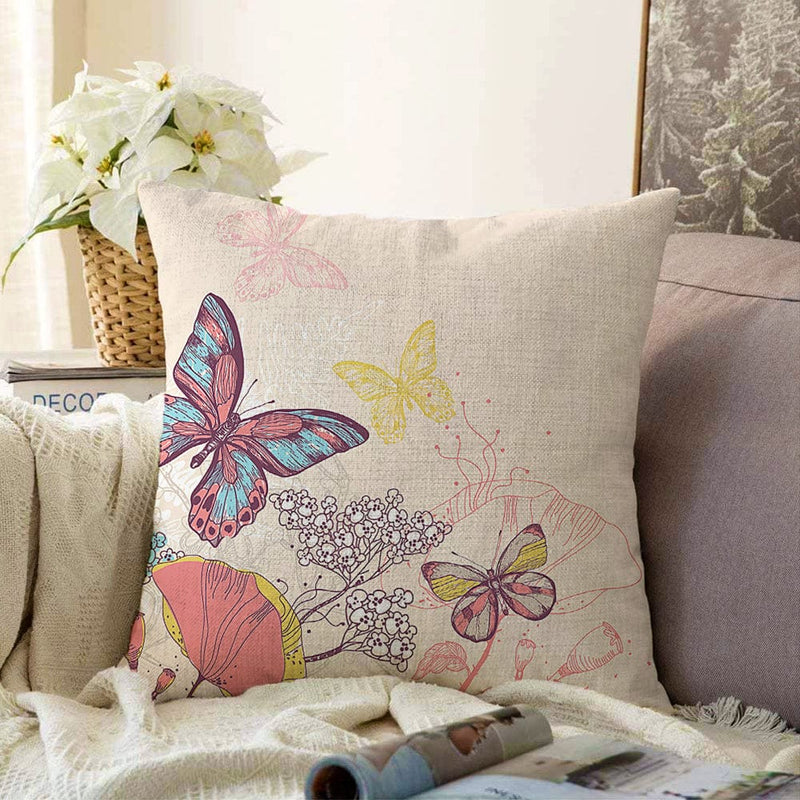 Modern Kelebek Dijital Baskılı Dekoratif Raşel Kadife Yastık Kırlent Kılıfı Bonvagon