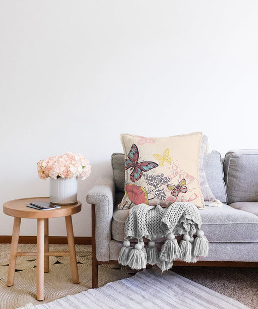 Modern Kelebek Dijital Baskılı Dekoratif Raşel Kadife Yastık Kırlent Kılıfı Bonvagon