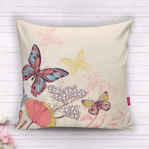 Modern Kelebek Dijital Baskılı Dekoratif Yastık Kırlent Kılıfı 43x43cm