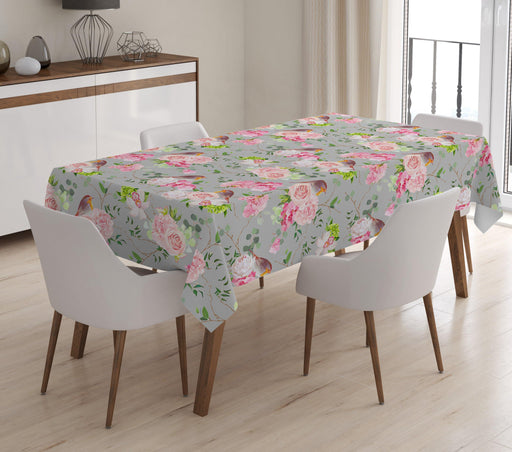 Modern Kuş Desenli Dijital Baskılı 3D Masa Örtüsü