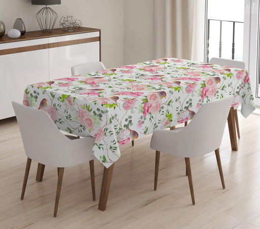 Modern Kuş Desenli Dijital Baskılı 3D Masa Örtüsü